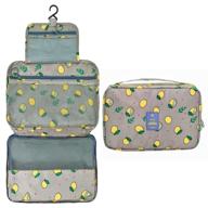 spacious grey lemon travel toiletry bag: perfect mothers' day shower gift for women with toiletries, makeup brushes, and bathroom essentials logo