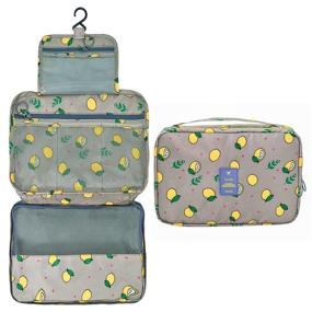 img 4 attached to Spacious Grey Lemon Travel Toiletry Bag: Perfect Mothers' Day Shower Gift for Women with Toiletries, Makeup Brushes, and Bathroom Essentials