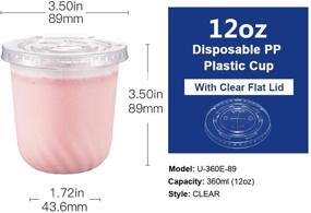 img 3 attached to 🥤 OTOR 12 OZ 50 Sets Clear Disposable Cups with Flat Lids - Perfect Polypropylene (PP) Party Cups for Ice Coffee, Yogurts, and Desserts - High-Quality Plastic Cups
