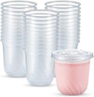 🥤 otor 12 oz 50 sets clear disposable cups with flat lids - perfect polypropylene (pp) party cups for ice coffee, yogurts, and desserts - high-quality plastic cups logo