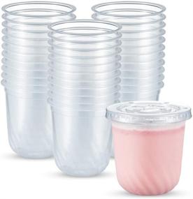 img 4 attached to 🥤 OTOR 12 OZ 50 Sets Clear Disposable Cups with Flat Lids - Perfect Polypropylene (PP) Party Cups for Ice Coffee, Yogurts, and Desserts - High-Quality Plastic Cups