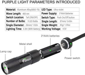 img 3 attached to 🔦 Pet Urine Detector UV Flashlight Black Light - Sunloy 14-Pack 9 LED 400 nM Ultraviolet Blacklight for Dog/Cat Urine, Dry Stains, Bed Bug | Includes Pet Odor Eliminator (14-Pack UV - Black)