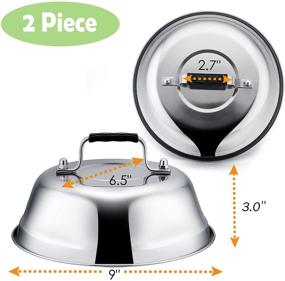 img 3 attached to Leonyo 9inch Stainless Steel Cheese Melting Dome 2 Piece - High-Quality Grilling 🧀 Accessory with Heat Resistant Handle, Dishwasher Safe - Keep Your Food Warm and Delicious!