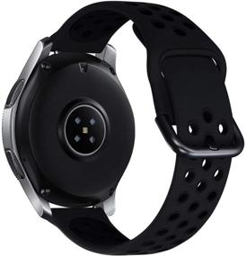 img 3 attached to 📱 Black/Black Soft Silicone Sport Band with Quick-Release Pin Replacement for Galaxy Watch 46mm Bands - Surace Compatible with Galaxy Watch 3 Band 45mm, Smart Watch