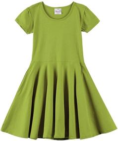 img 2 attached to 👗 Stylish Noomelfish Sleeve Summer Dresses with Pockets - Girls' Clothing