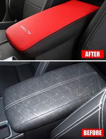 img 2 attached to 🚗 XITER Car Armrest Cover Saver, 1 Pc Center Console Leather Pad for Nissan Altima 2019-2021, Central Console Armrest Box Protector Interior Accessories with Red Stitches