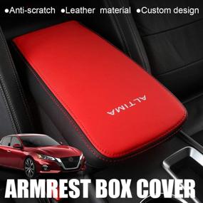 img 3 attached to 🚗 XITER Car Armrest Cover Saver, 1 Pc Center Console Leather Pad for Nissan Altima 2019-2021, Central Console Armrest Box Protector Interior Accessories with Red Stitches