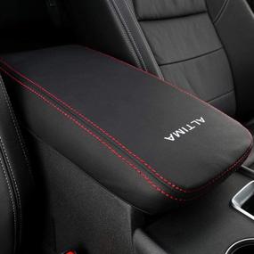 img 4 attached to 🚗 XITER Car Armrest Cover Saver, 1 Pc Center Console Leather Pad for Nissan Altima 2019-2021, Central Console Armrest Box Protector Interior Accessories with Red Stitches