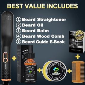 img 3 attached to 🏻 3-in-1 Beard Straightener with Balm, Growth Oil, Comb, and E-Book - Patented Design for Straightening Hair and Beards. Ideal Stocking Stuffers for Men, Women, and Him.