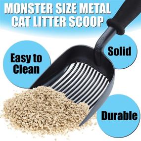 img 2 attached to 🐱 iPrimio Monster Cat Litter Scoop - Easy Grip Soft Foam Handle for Sore Hands | Fast Sifter & Deep Shovel | Patented Design