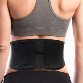 img 3 attached to Adjustable Lightweight Back Brace for Men & Women - Dual 3D Lumbar Pads for Lower Back Pain Relief, Breathable Mesh Under Uniform with Adjustable Straps - Size L