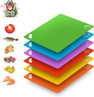 🔪 premium set of 6 colorful extra flexible plastic cutting boards - large size, dishwasher safe & non-slip kitchen mats - bpa free & thick plastic - upgrade package логотип