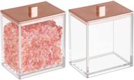 🌹 mdesign clear/rose gold bathroom storage canister set - pack of 2 for organizing cotton swabs, bath salts, and cotton balls logo
