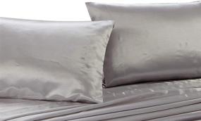 img 2 attached to New Super Soft Touch Bridal Silver Satin Sheet Set - 4pc Full Size, Solid Color