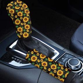 img 4 attached to 🌻 Tupalatus Customized Sunflower Handbrake Cover+Gear Shift Knob Cover Set - Perfect Women's Auto Interior Accessories Decor, Black
