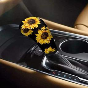 img 1 attached to 🌻 Tupalatus Customized Sunflower Handbrake Cover+Gear Shift Knob Cover Set - Perfect Women's Auto Interior Accessories Decor, Black