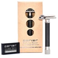 parker variant adjustable safety razor - customize shave intensity with dial turner & 5 premium blades (graphite) logo