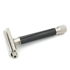 img 1 attached to Parker Variant Adjustable Safety Razor - Customize Shave Intensity with Dial Turner & 5 Premium Blades (Graphite)