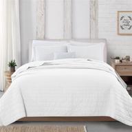 🛏️ odella collection king size lightweight 100% cotton quilt set with shams – solid white coverlet bedspread featuring stripe stitching design logo