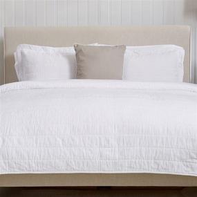 img 1 attached to 🛏️ Odella Collection King Size Lightweight 100% Cotton Quilt Set with Shams – Solid White Coverlet Bedspread featuring Stripe Stitching Design