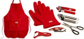 img 4 attached to 🧤 Venoly's 7-Piece Stainless Steel Kitchen Essentials Kit: Garlic Press, Peeler, Corkscrew, Opener, Scissors, Apron &amp; Silicone Gloves