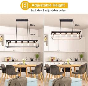 img 2 attached to 🏡 Depuley Farmhouse Linear Chandelier - Vintage Island Light, Rectangular Metal Cage Table Pendant Lighting with 5-Lights for Dining Room, Kitchen, Breakfast Bar - Includes 5×E26 Bulbs