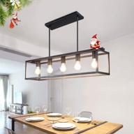 🏡 depuley farmhouse linear chandelier - vintage island light, rectangular metal cage table pendant lighting with 5-lights for dining room, kitchen, breakfast bar - includes 5×e26 bulbs логотип