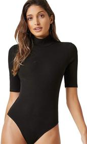 img 4 attached to SheIn Womens Sleeve Bodycon Bodysuit Women's Clothing in Bodysuits