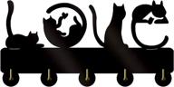 🐱 kinglive cat key hooks for wall: black wooden cat key holder with 5 metal key rack organizer for decorative wall display, including screws and anchors логотип