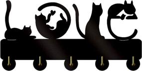 img 4 attached to 🐱 KingLive Cat Key Hooks for Wall: Black Wooden Cat Key Holder with 5 Metal Key Rack Organizer for Decorative Wall Display, Including Screws and Anchors