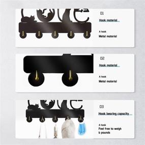 img 2 attached to 🐱 KingLive Cat Key Hooks for Wall: Black Wooden Cat Key Holder with 5 Metal Key Rack Organizer for Decorative Wall Display, Including Screws and Anchors