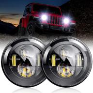 🔦 пара премиум-фар nifeida 7" круглые черные фары с светодиодами cree для jeep wrangler jk tj lj cj 97-18 и hummer h1 h2 - ближний/дальний свет, белое дневное ходовое освещение, ангельские глазки halo логотип