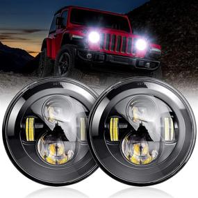 img 4 attached to 🔦 Пара премиум-фар Nifeida 7" круглые черные фары с светодиодами Cree для Jeep Wrangler JK TJ LJ CJ 97-18 и Hummer H1 H2 - ближний/дальний свет, белое дневное ходовое освещение, ангельские глазки Halo