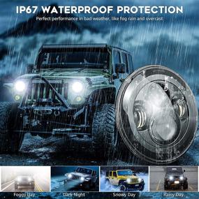 img 3 attached to 🔦 Пара премиум-фар Nifeida 7" круглые черные фары с светодиодами Cree для Jeep Wrangler JK TJ LJ CJ 97-18 и Hummer H1 H2 - ближний/дальний свет, белое дневное ходовое освещение, ангельские глазки Halo