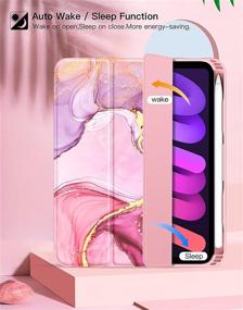 img 2 attached to 📱 ZtotopCases for 2021 iPad Mini 6 Case: Marble Pink, Shockproof, Auto Sleep/Wake, Pencil Holder, Trifold Stand, Touch ID Support—Smart Protective Cover for iPad Mini 6th Gen