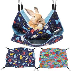 img 4 attached to 🐾 Small Pets Hanging Hammock Bed - 2 Piece Set, 3 Tier Design for Ferret, Rat, Sugar Glider, Squirrel, Guinea Pig - Small Animal Cage Accessories, Hideouts, Pet Sack