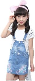 img 2 attached to 👧 Girls' Casual Strap Denim Overalls: Peacolate 4-11T Little & Big Girls Jumper Dress