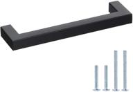 premium quality goldenwarm 10 pack black square bar cabinet pull drawer handle: sleek stainless steel 🔶 modern hardware for kitchen and bathroom cabinets cupboard – 5in center to center (128mm) kitchen cupboard handles logo