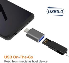img 2 attached to 💻 2-Pack USB C to USB Adapter: Thunderbolt 3 to USB 3.0 OTG - Compatible with MacBook Pro, Chromebook, Pixelbook, Surface Go, Galaxy S8/S9/S10 Plus, Note 8/9, LG V35/G7/G6 ThinQ, Pixel 2/3 (Grey)