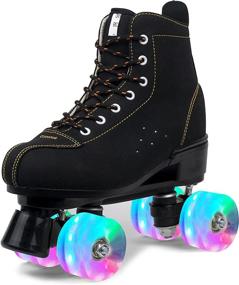 img 2 attached to Wuwer High-Top Double-Row Roller Skates for Women and Men - Professional Indoor Outdoor Skates for Beginners with Shoe Bag