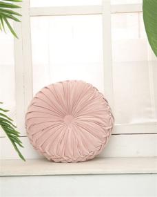 img 4 attached to 🎀 Pink Velvet Craftsmanship Pleated Throw Pillow: Home Décor Round Pumpkin Cushion for Living Room, Chair, Couch, Sofa; Also Perfect as Floor Pillows