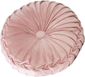 img 2 attached to 🎀 Pink Velvet Craftsmanship Pleated Throw Pillow: Home Décor Round Pumpkin Cushion for Living Room, Chair, Couch, Sofa; Also Perfect as Floor Pillows