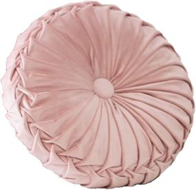 img 1 attached to 🎀 Pink Velvet Craftsmanship Pleated Throw Pillow: Home Décor Round Pumpkin Cushion for Living Room, Chair, Couch, Sofa; Also Perfect as Floor Pillows