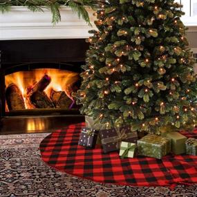 img 1 attached to 🎄 Stunning 48 Inch Buffalo Plaid Christmas Tree Skirt: Red and Black Double Layers for Festive Holiday Decor