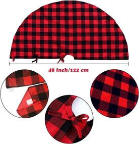 img 3 attached to 🎄 Stunning 48 Inch Buffalo Plaid Christmas Tree Skirt: Red and Black Double Layers for Festive Holiday Decor