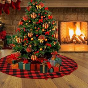 img 2 attached to 🎄 Stunning 48 Inch Buffalo Plaid Christmas Tree Skirt: Red and Black Double Layers for Festive Holiday Decor