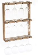 🍷 ilyapa wall mounted wine glass rack - 3 tier rustic barn wood stemware storage holder логотип