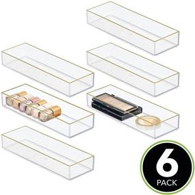 img 3 attached to mDesign Clear Plastic Drawer Organizer for Cosmetics, Makeup, and Accessories - Lumiere Collection - 6 Pack, Perfect for Vanity, Countertop, Bathroom, or Cabinet Storage, with Soft Brass Finish