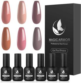 img 2 attached to 💅 MAGIC ARMOR Набор гель-лаков для ногтей в осенних цветах - Профессиональный набор гелевого лака объемом 10 мл для домашнего маникюра - Нюдово-розовые оттенки - Исчезающий маникюр - Идеальная рождественская коробка.