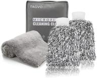 🚘 premium tagvo large car wash mitt set - cyclone microfiber glove & towels - lint free & scratch free (1 towel + 2 mitts) logo